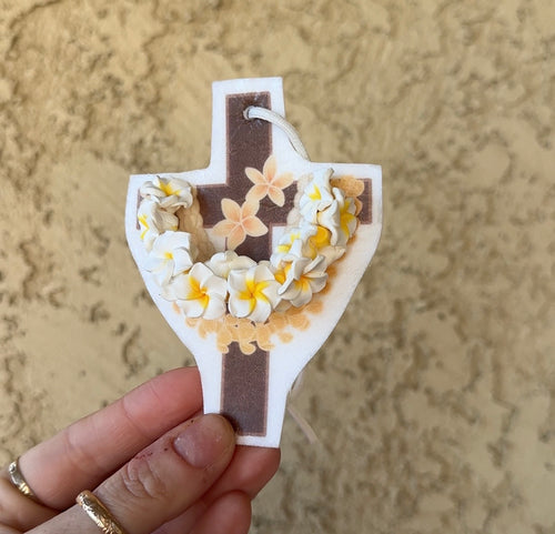3D Plumeria lei cross
